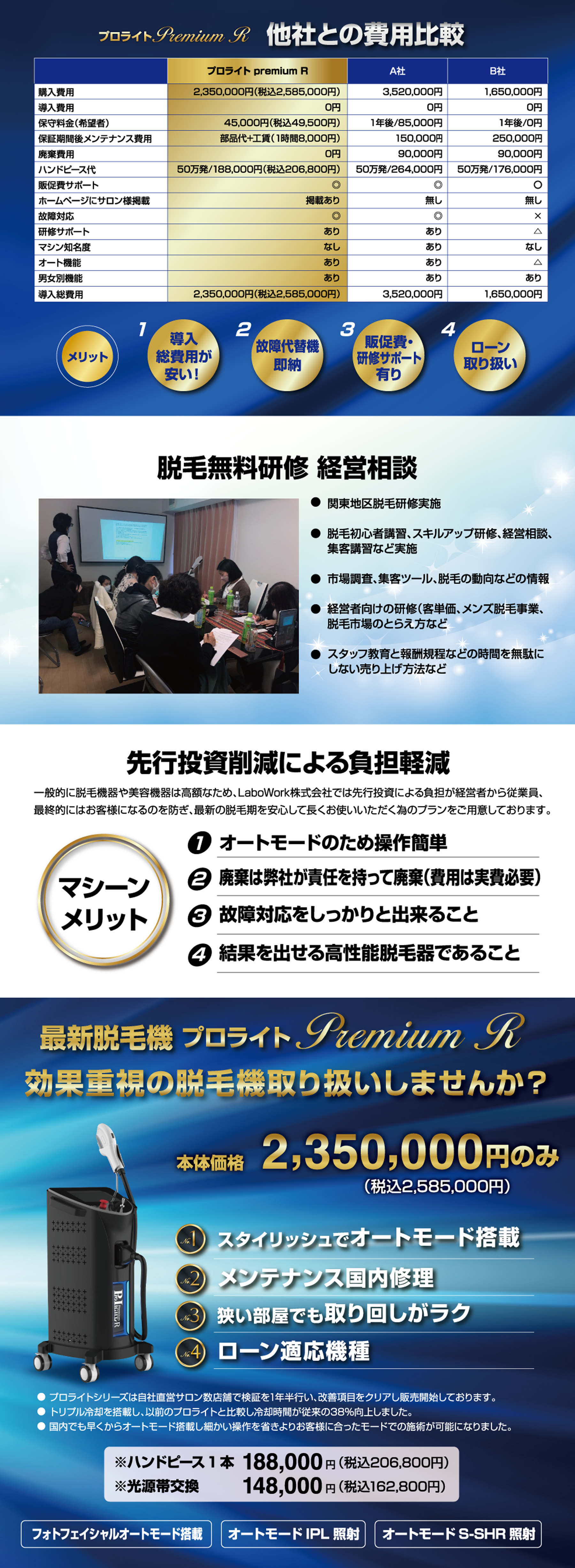 激安リース脱毛器プロライト Premium R の説明その3